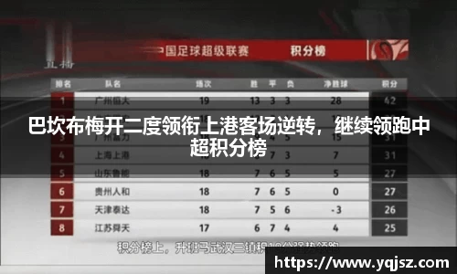 巴坎布梅开二度领衔上港客场逆转，继续领跑中超积分榜